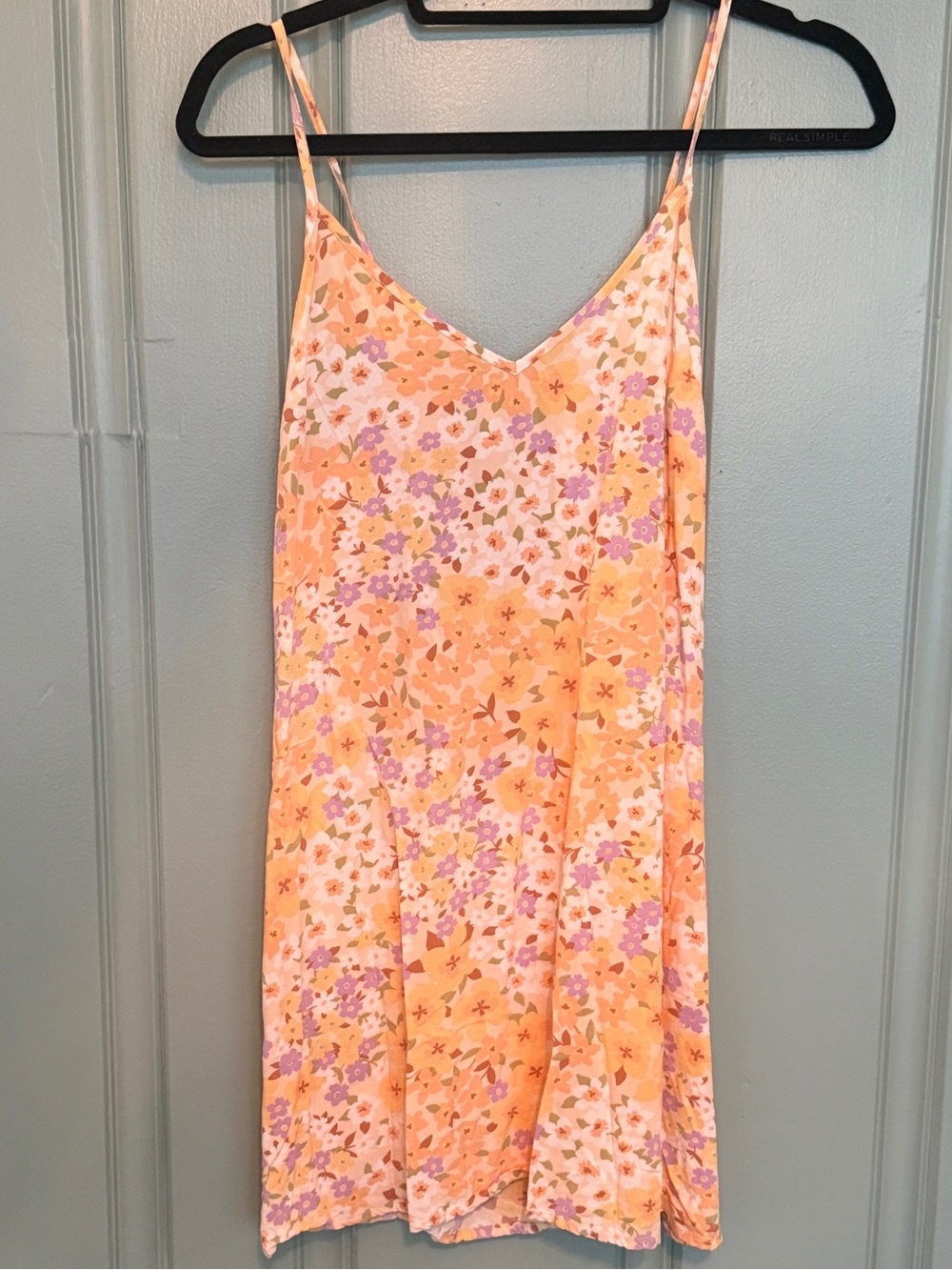 Billabong Floral Slip Dress Size XS Peach Lavender Retro Floral Thin Strap Mini